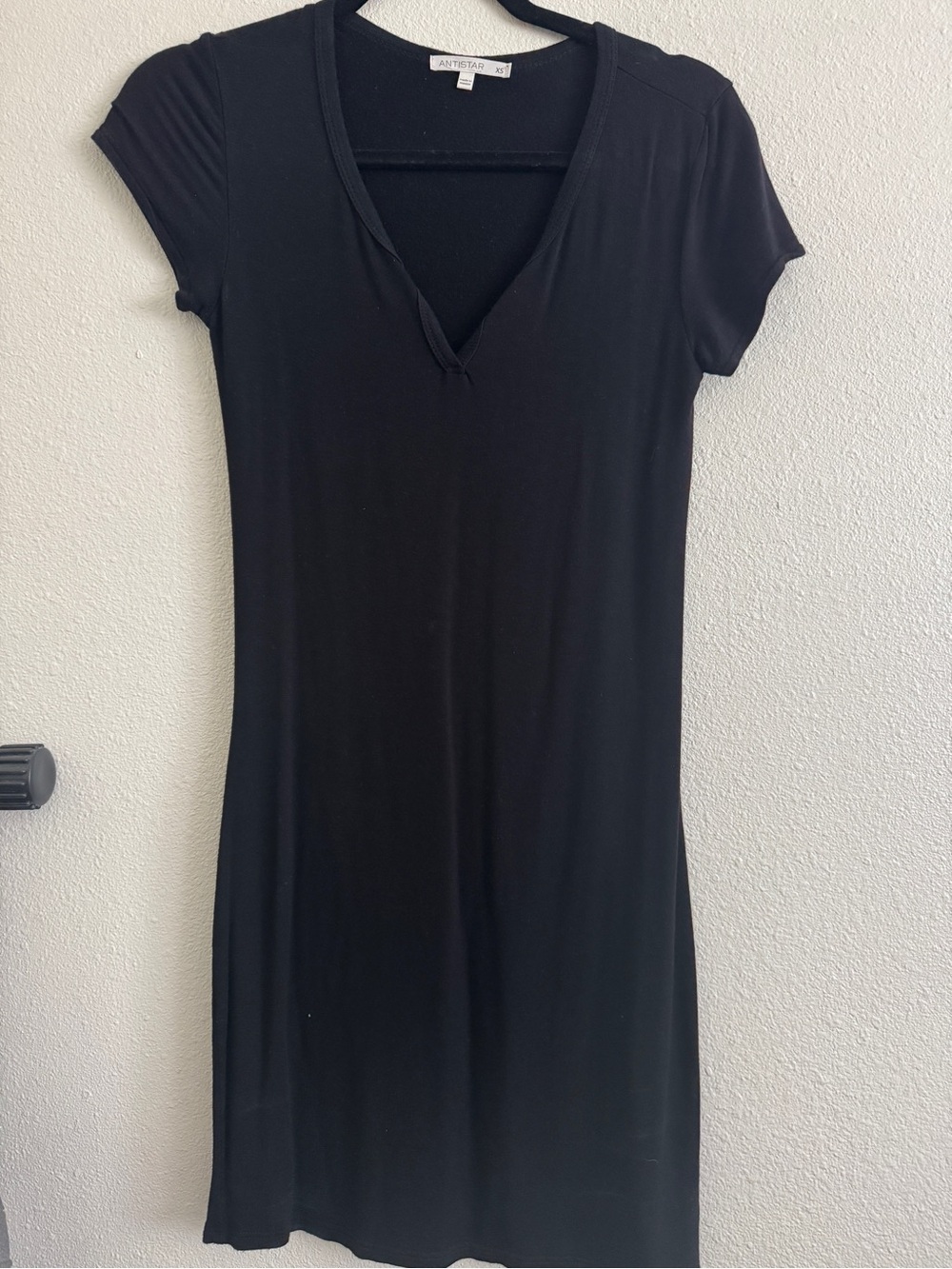 Black V-Neck Mini T-Shirt Dress